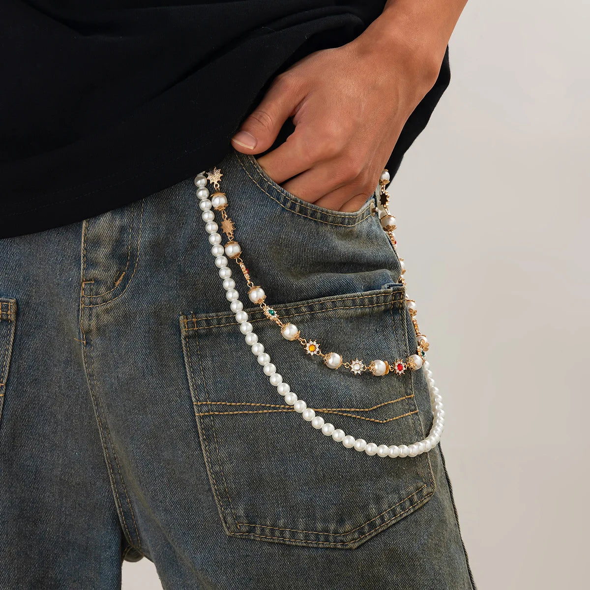 Luxury Pearl Key Pants Chain