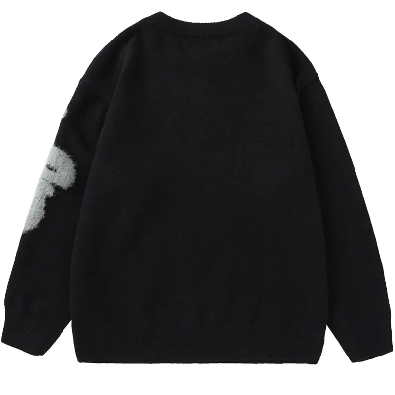 Black Letter Knit Sweater