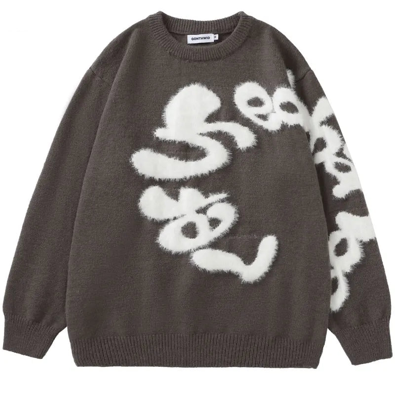 Black Letter Knit Sweater