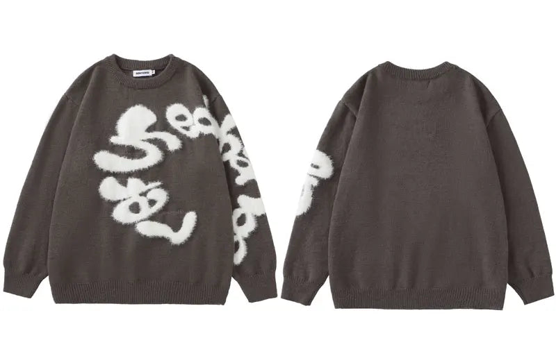 Black Letter Knit Sweater