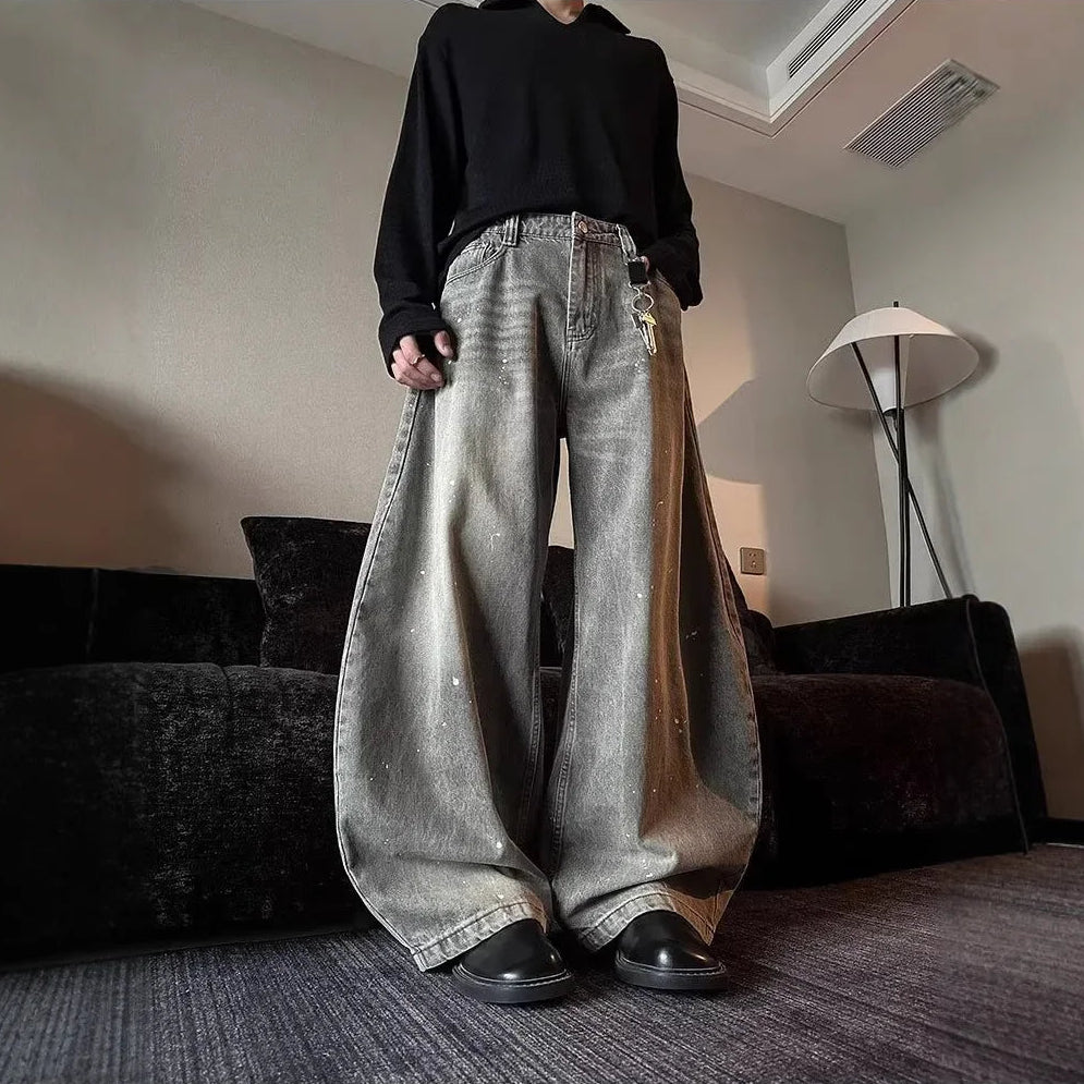 Grey Washed Baggy Jeans